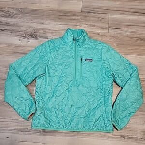 Patagonia Nana Puffer Jacket Womens Small Turquoise Half-Zip Pullover Insulated‎